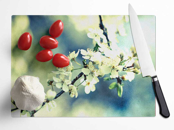 Spring Cherry Blossoms Glass Chopping Board