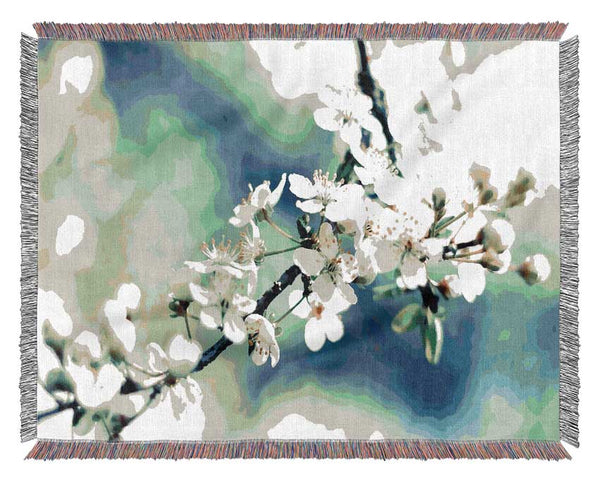 Spring Cherry Blossoms Woven Blanket