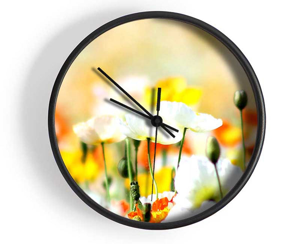 Colourful Summer Flowers Clock - Wallart-Direct UK