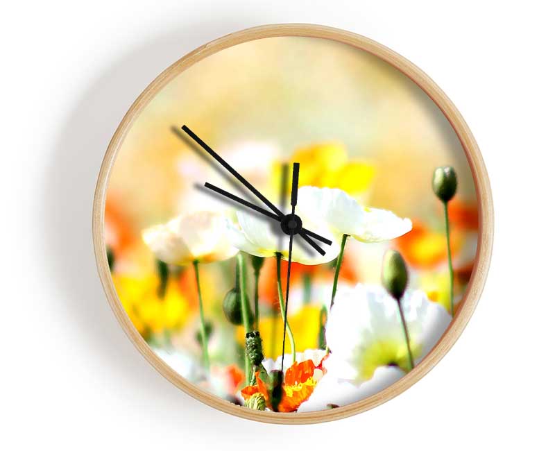 Colourful Summer Flowers Clock - Wallart-Direct UK