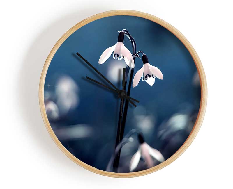 Opened Snowdrops Clock - Wallart-Direct UK