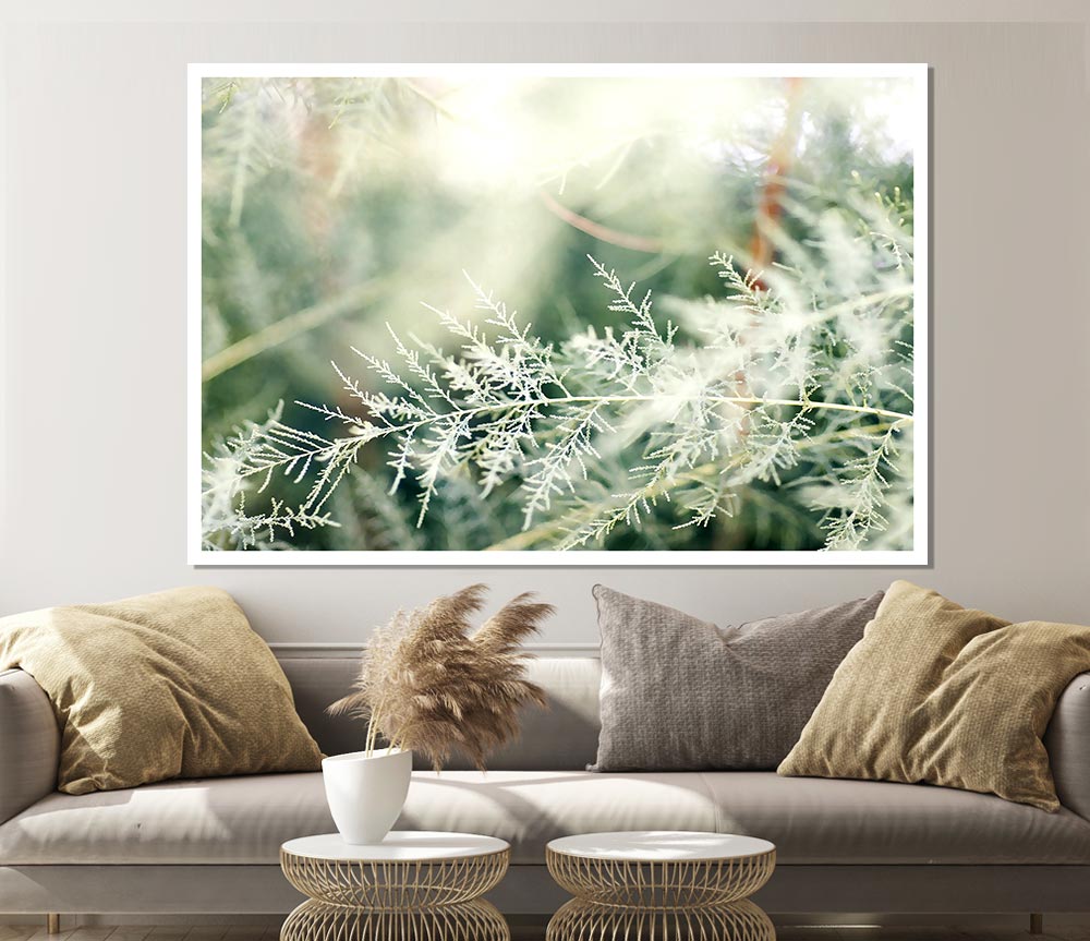 Winter Snow Leaves Print Poster Wall Art