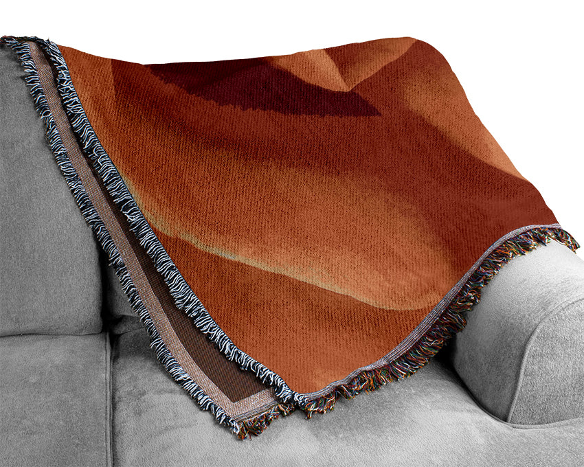 Orange Rose Petals Woven Blanket