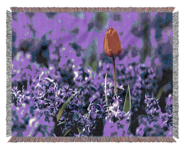 Red Tulip And Hyacinths Woven Blanket