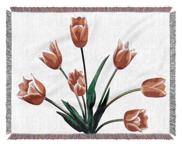 Red Pink Tulips Woven Blanket