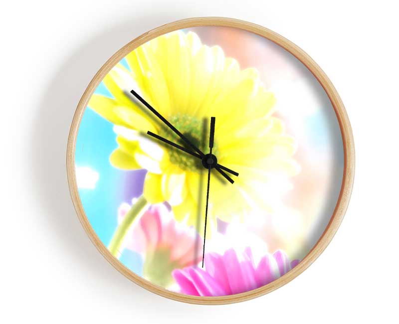 Colourful Summer Rainbow Flowers Clock - Wallart-Direct UK