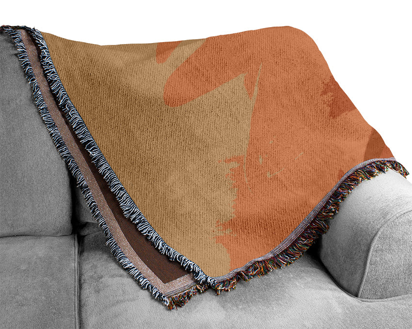 Orange Flower Mist Woven Blanket