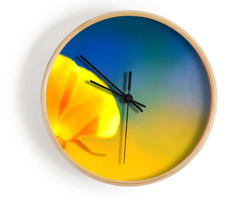 California Poppy Yellow Clock - Wallart-Direct UK