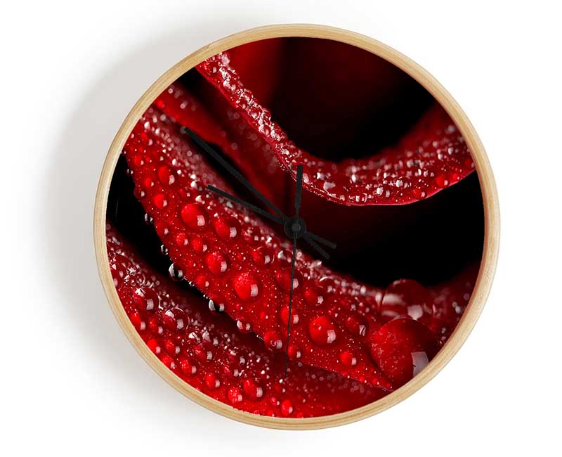 Velvety Rose With Dew Drops Clock - Wallart-Direct UK