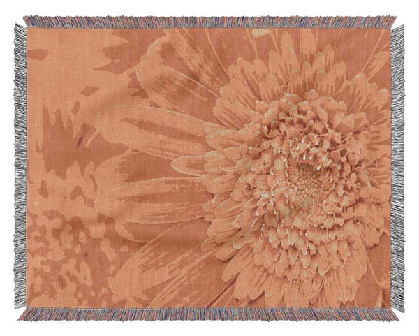 Orange Yellow Gerbera Face Woven Blanket