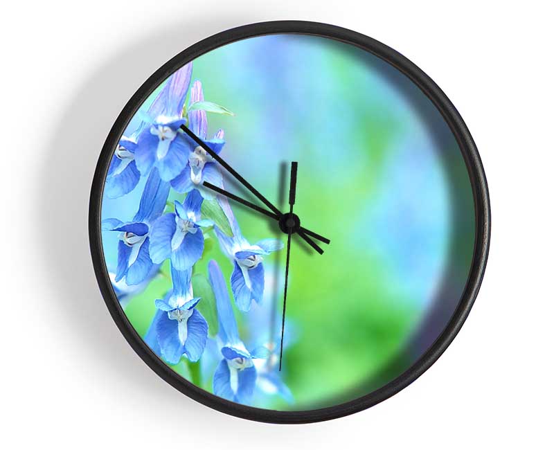 Soft Focus Small Blue Flowers Clock - Wallart-Direct UK