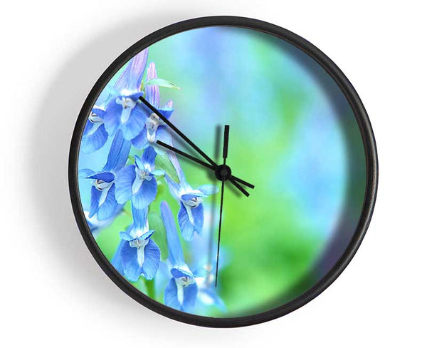 Soft Focus Small Blue Flowers Clock - Wallart-Direct UK