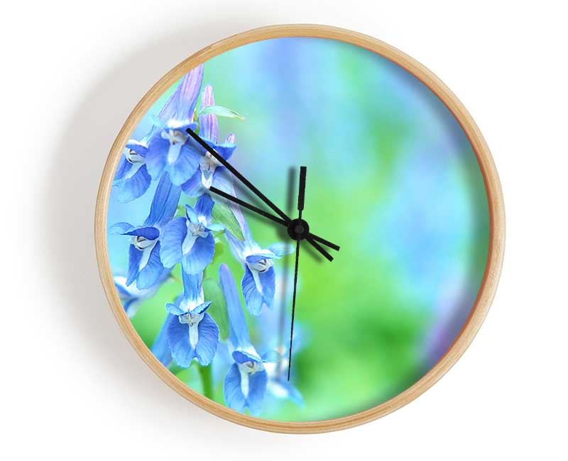 Soft Focus Small Blue Flowers Clock - Wallart-Direct UK