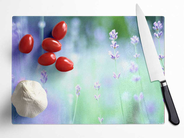 Soft Focus Small Purple Flowers Glass Chopping Board