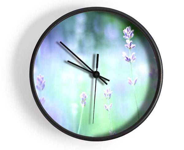 Soft Focus Small Purple Flowers Clock - Wallart-Direct UK