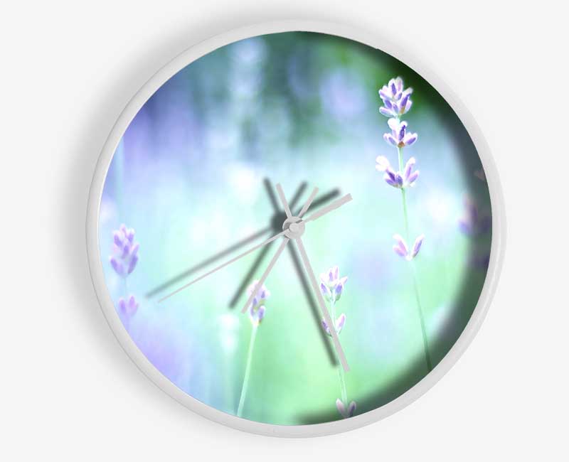 Soft Focus Small Purple Flowers Clock - Wallart-Direct UK