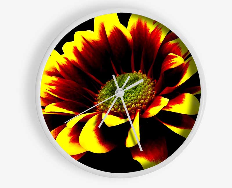 Flower On Black Background Clock - Wallart-Direct UK