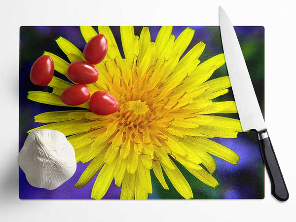 Yellow Wildflower Glass Chopping Board