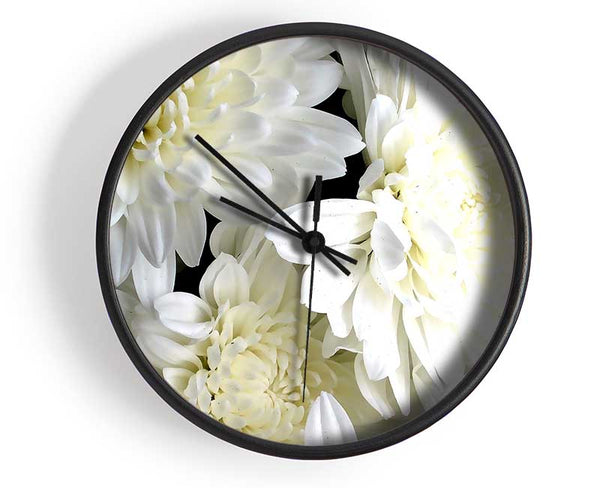 White Flowers Clock - Wallart-Direct UK