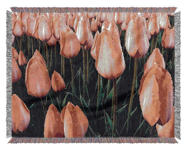 Pink Tulips Cultivation Woven Blanket