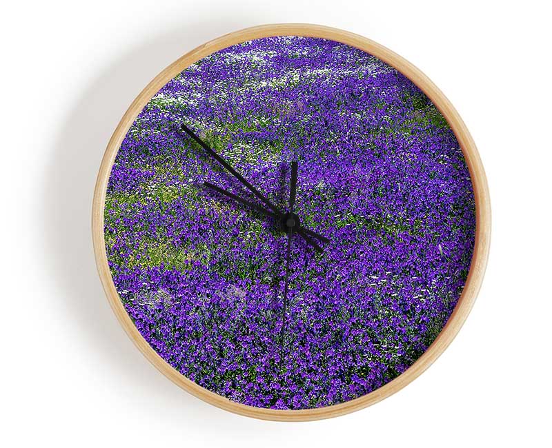 Field Of Purple Flowers Clock - Wallart-Direct UK