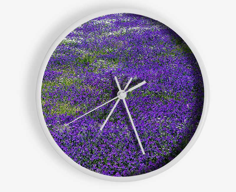 Field Of Purple Flowers Clock - Wallart-Direct UK