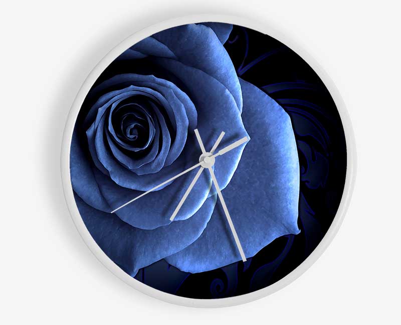 Blue Rose On Black Clock - Wallart-Direct UK