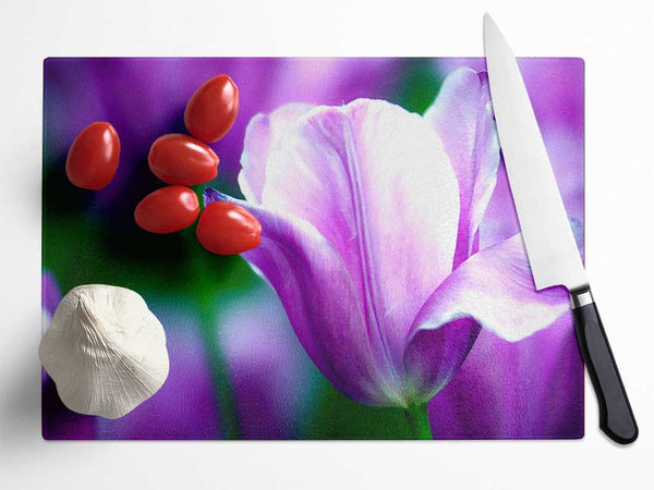 Violet Tulip Glass Chopping Board