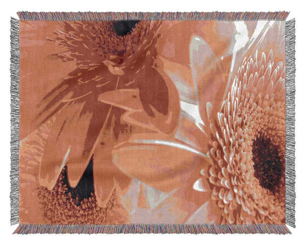 Pink Gerbera Flower Mayhem Woven Blanket