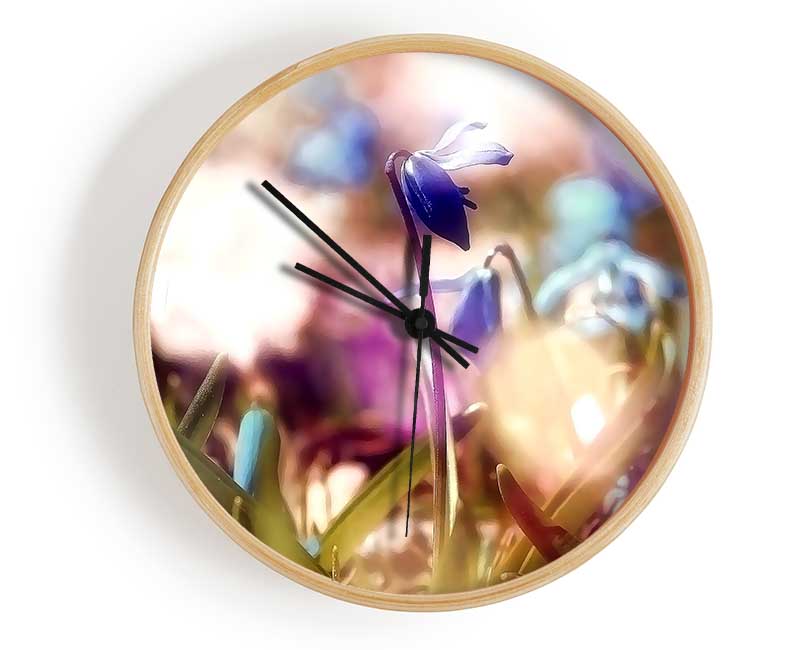 Soft Purples In The Garden Clock - Wallart-Direct UK