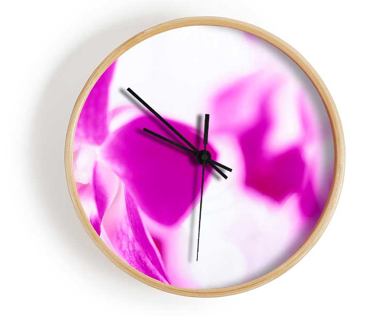 Purple Flowers On White Background Clock - Wallart-Direct UK