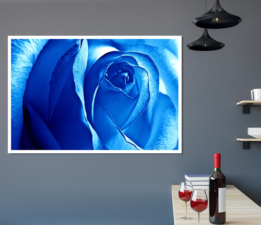 Blue Rose Print Poster Wall Art