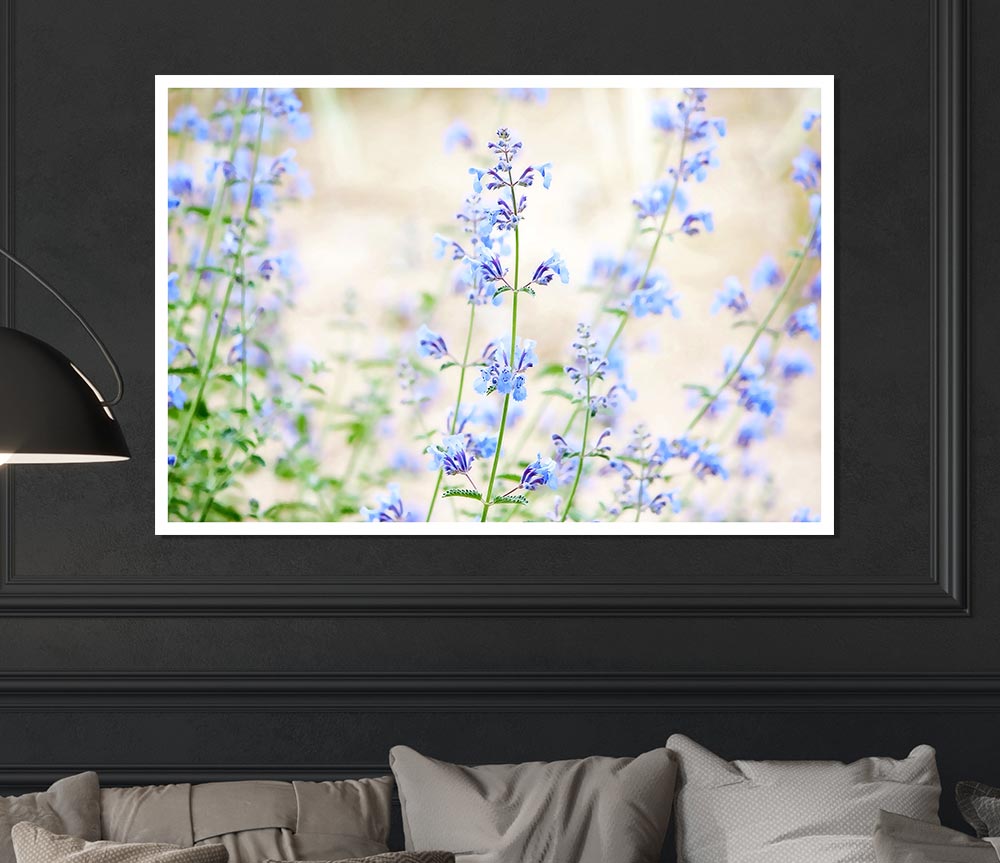 Blue Small Flowers Print Poster Wall Art