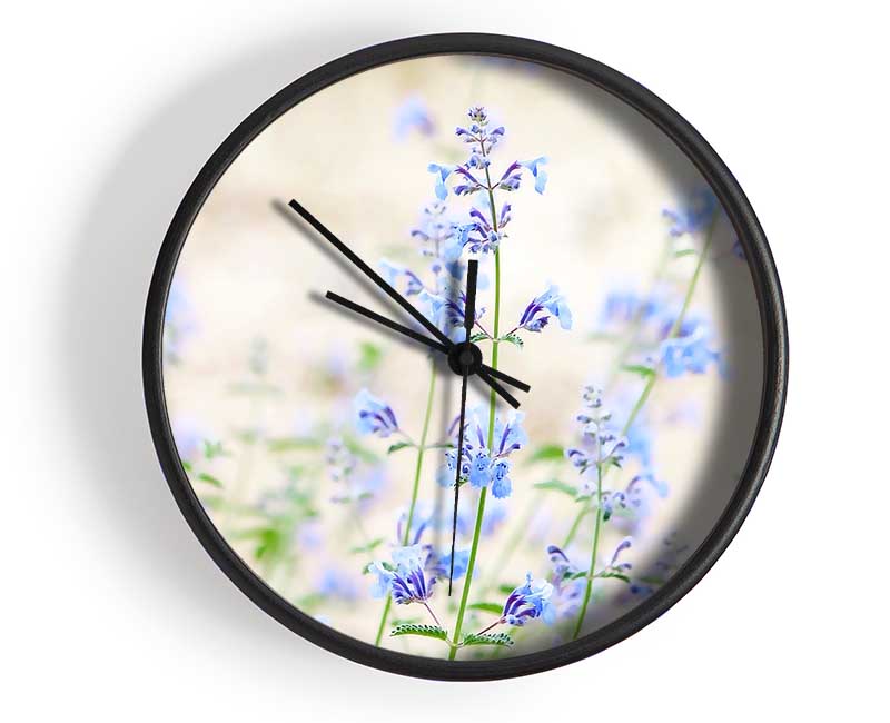 Blue Small Flowers Clock - Wallart-Direct UK