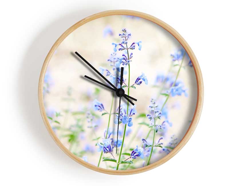 Blue Small Flowers Clock - Wallart-Direct UK