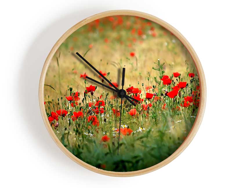 Poppies In The Field Clock - Wallart-Direct UK