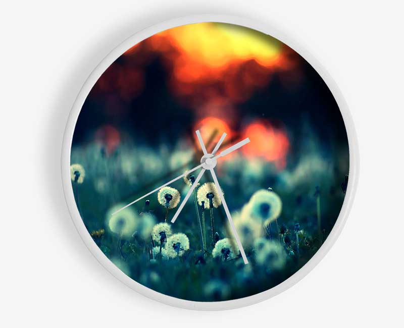 Dandelions At Sunset Clock - Wallart-Direct UK