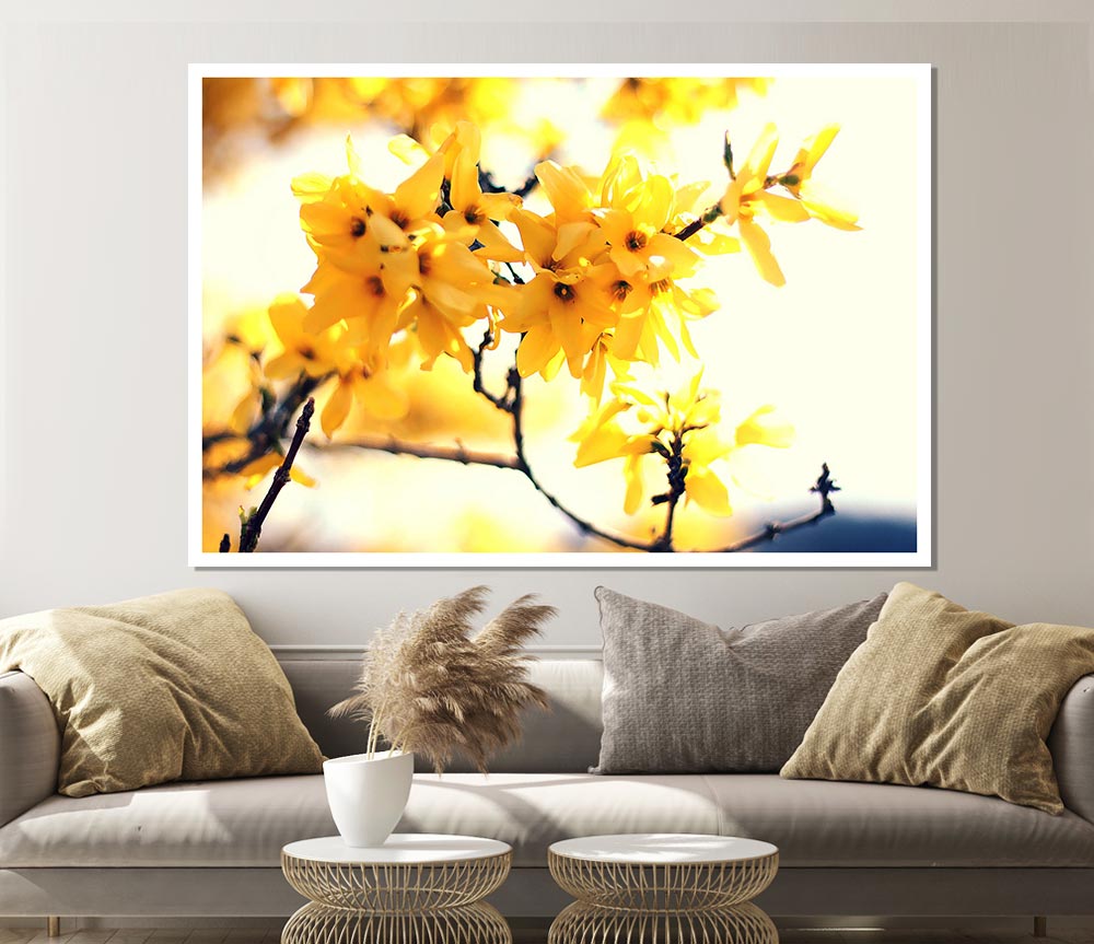 Yellow Tree Flower Print Poster Wall Art