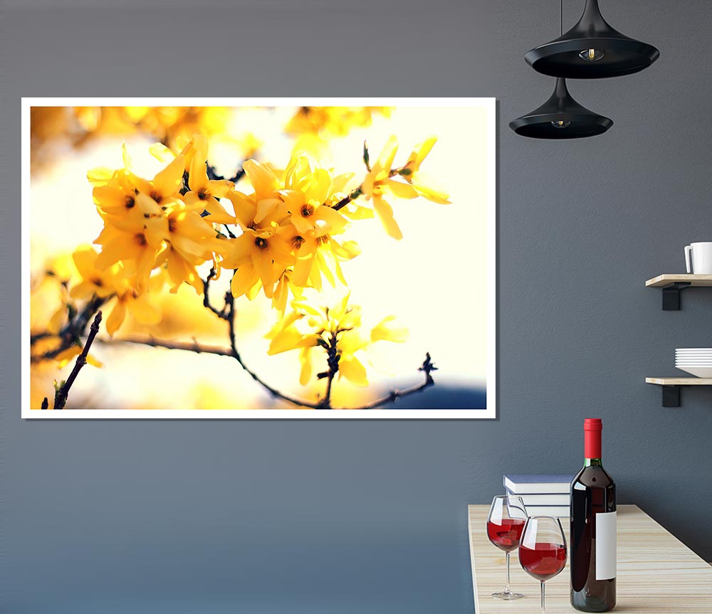 Yellow Tree Flower Print Poster Wall Art