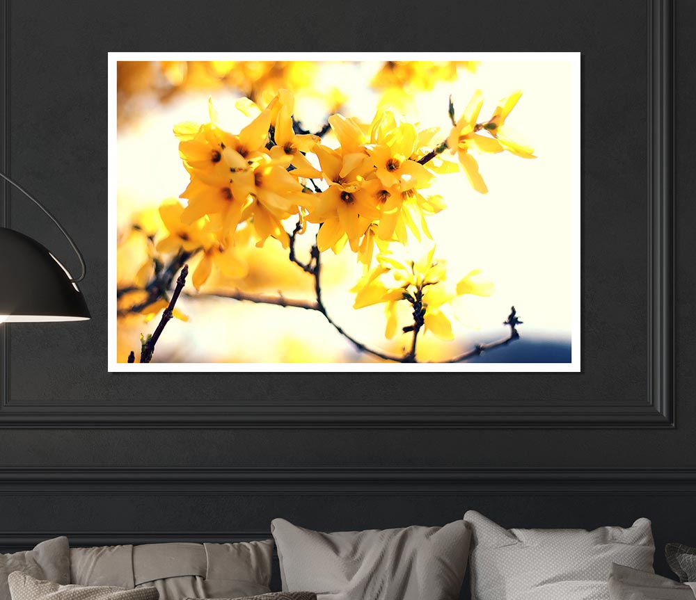 Yellow Tree Flower Print Poster Wall Art