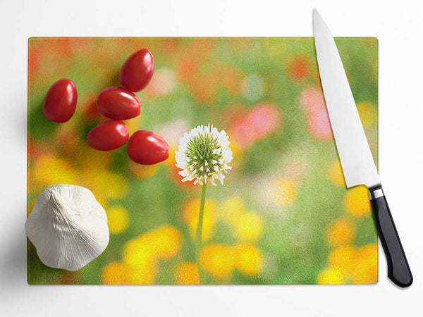 White Clover Glass Chopping Board