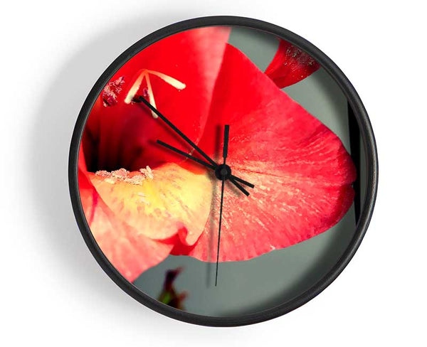 Three Petal red Clock - Wallart-Direct UK