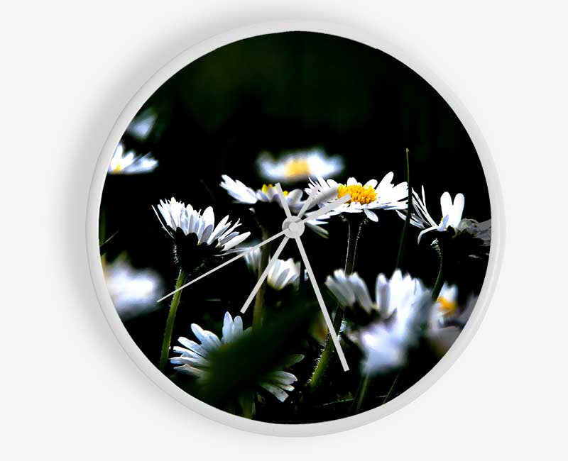 Grass And White Flowers Clock - Wallart-Direct UK