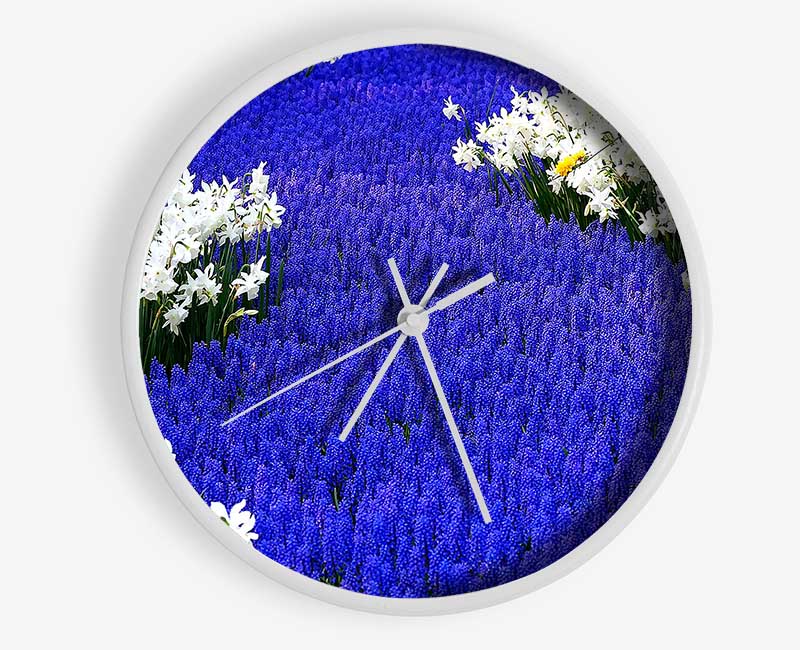 Grape Hyacinths And Daffodils Clock - Wallart-Direct UK