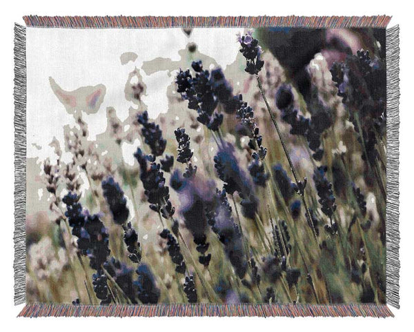 Lavender Flower Stems Woven Blanket