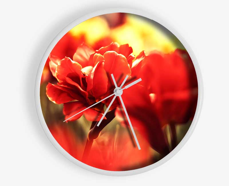 Beautiful Red Flowers Clock - Wallart-Direct UK