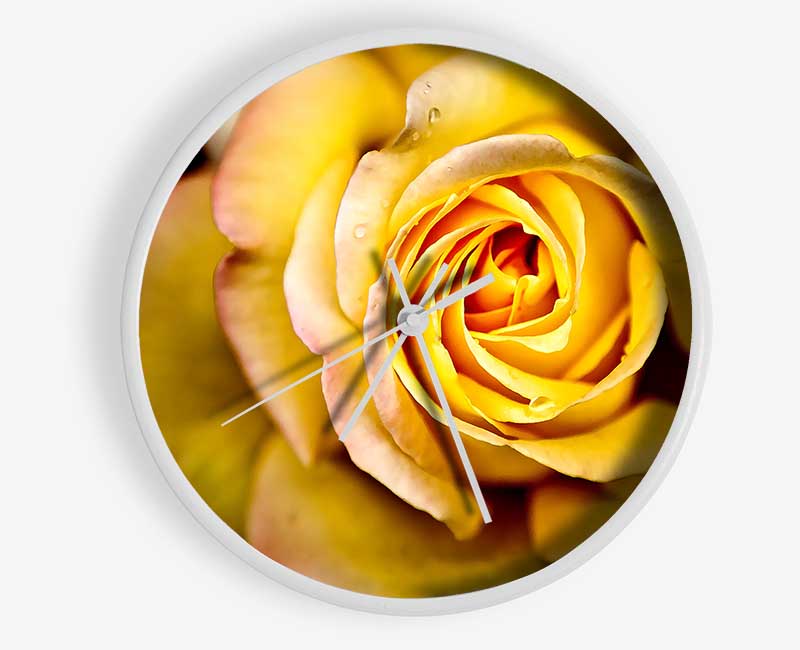 Yellow Rose Dew Drop Clock - Wallart-Direct UK