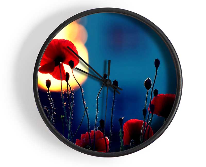 Poppies In The Sunset Clock - Wallart-Direct UK