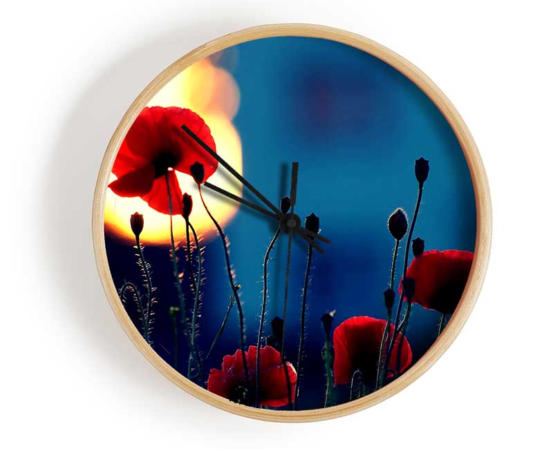 Poppies In The Sunset Clock - Wallart-Direct UK