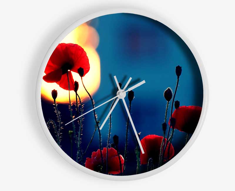 Poppies In The Sunset Clock - Wallart-Direct UK